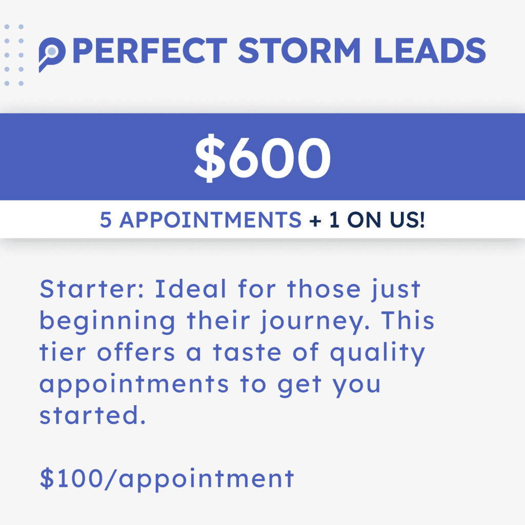 <p>5 Appointments + 1 On Us<br>Starter Roofing Package</p>