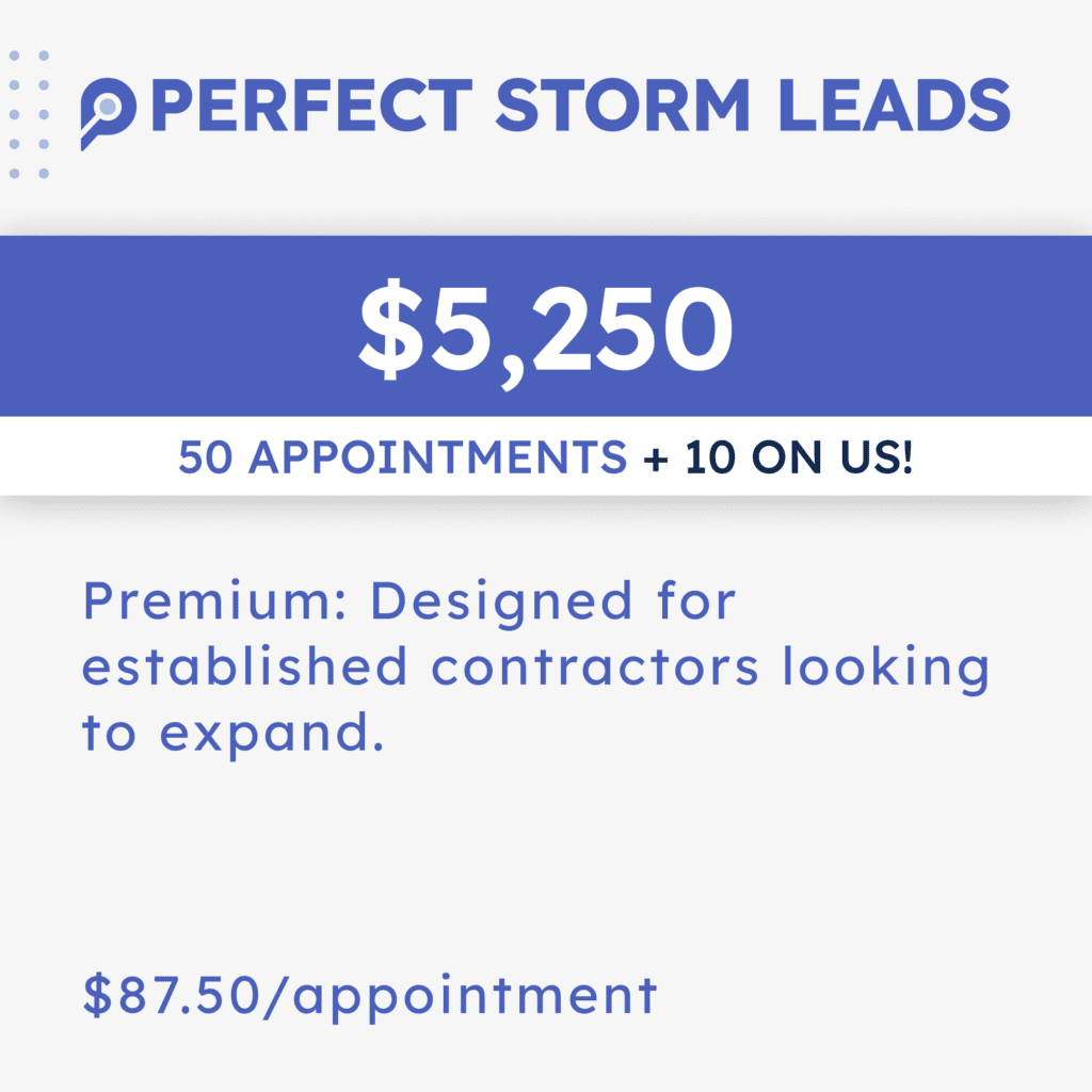 <p>50 Appointments + 10 On Us<br>Premium Roofing Package</p>