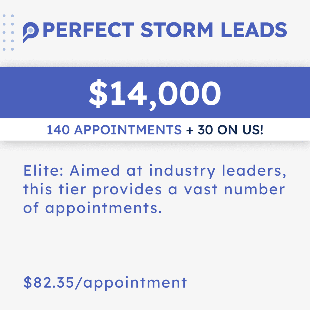 <p>140 Appointments + 30 On Us<br>Elite Roofing Package</p>